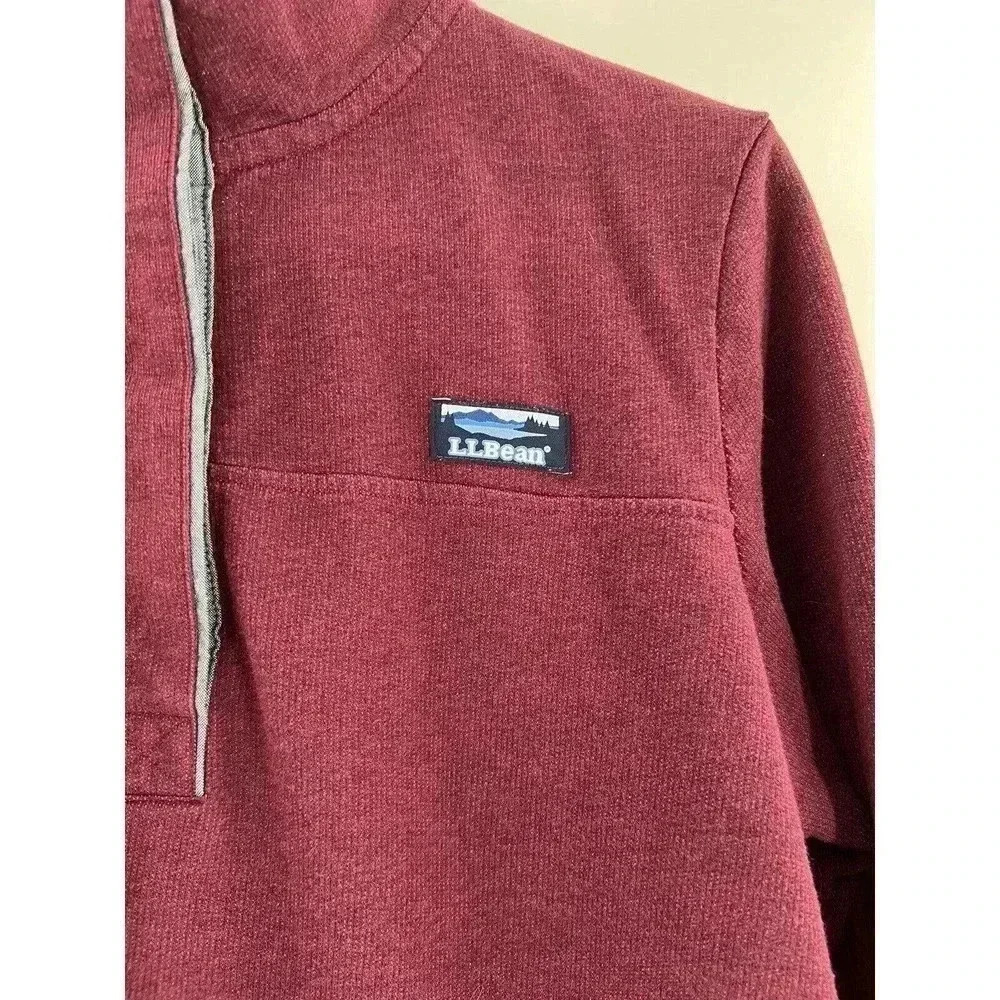 L.L. Bean Maroon Quarter-Zip Casual Button-Down Shirt